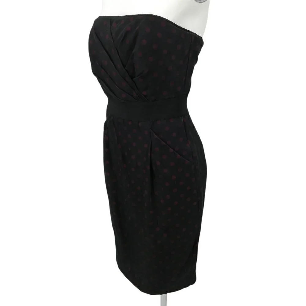 White House Black Market Polka Dot Strapless Party Dress Size 2 WHBM Silk LBD - Picture 6 of 12
